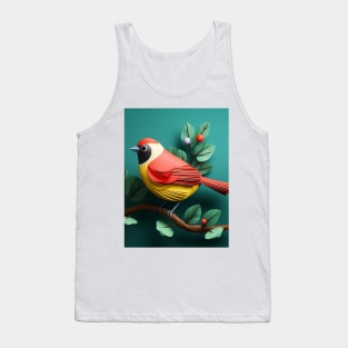 Papercraft Christmas Bird green Tank Top